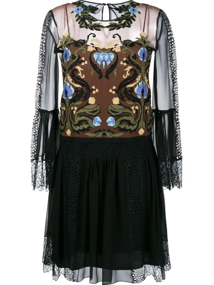 Alberta Ferretti Sheer Embroidered Lace Dress