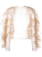 Roberts Wood Ruffled Sleeve Blouse, Women's, Size: Medium, Nude/neutrals, Silk