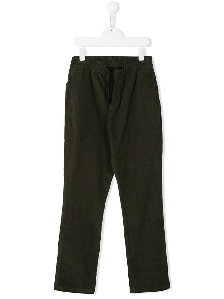 Paolo Pecora Kids Corduroy Drawstring Trousers - Green