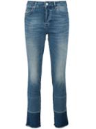 Anine Bing Frayed Hem Ankle Jeans, Women's, Size: 27, Blue, Cotton/spandex/elastane
