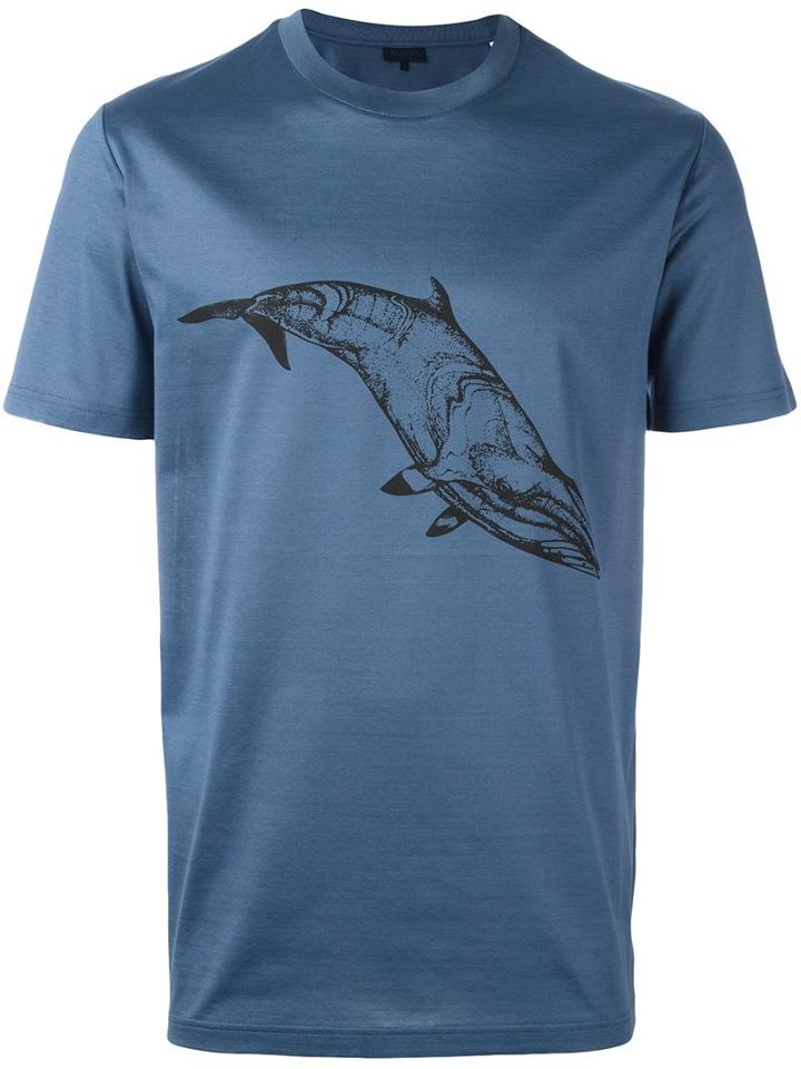 Lanvin Whale Print T-shirt, Men's, Size: Xs, Blue, Cotton