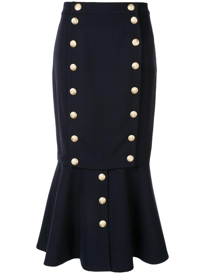 Faith Connexion Ruffled Pencil Skirt - Blue