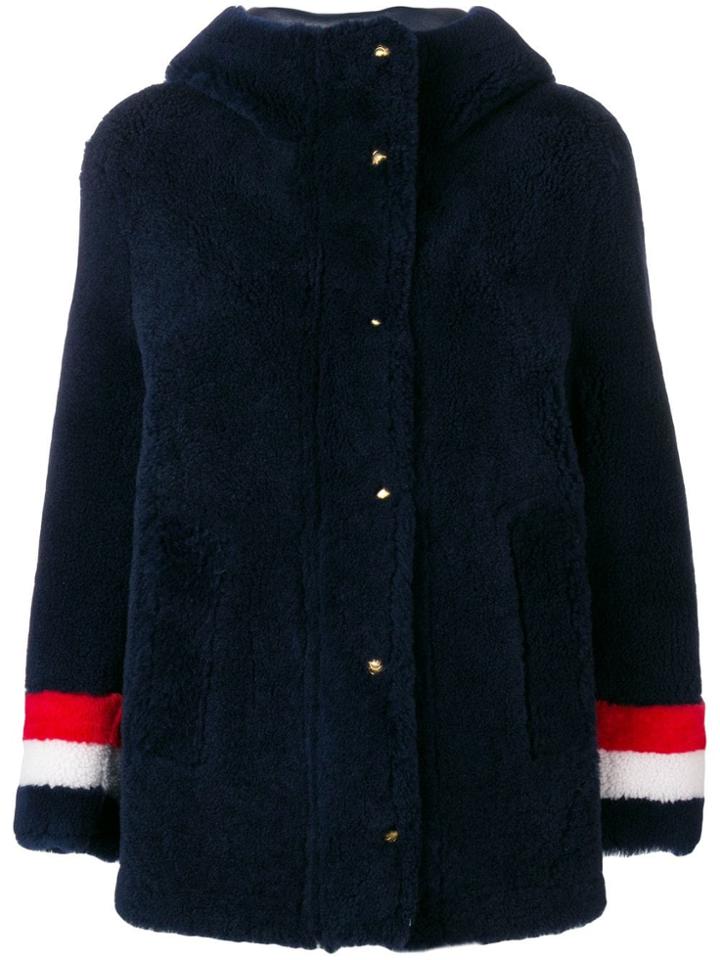 Thom Browne Reversible Hooded Shearling Parka - Blue