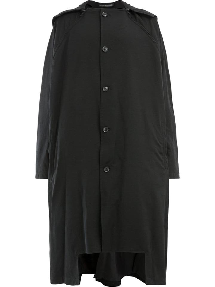 Yohji Yamamoto Hooded High Low Coat - Black
