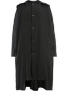 Yohji Yamamoto Hooded High Low Coat - Black