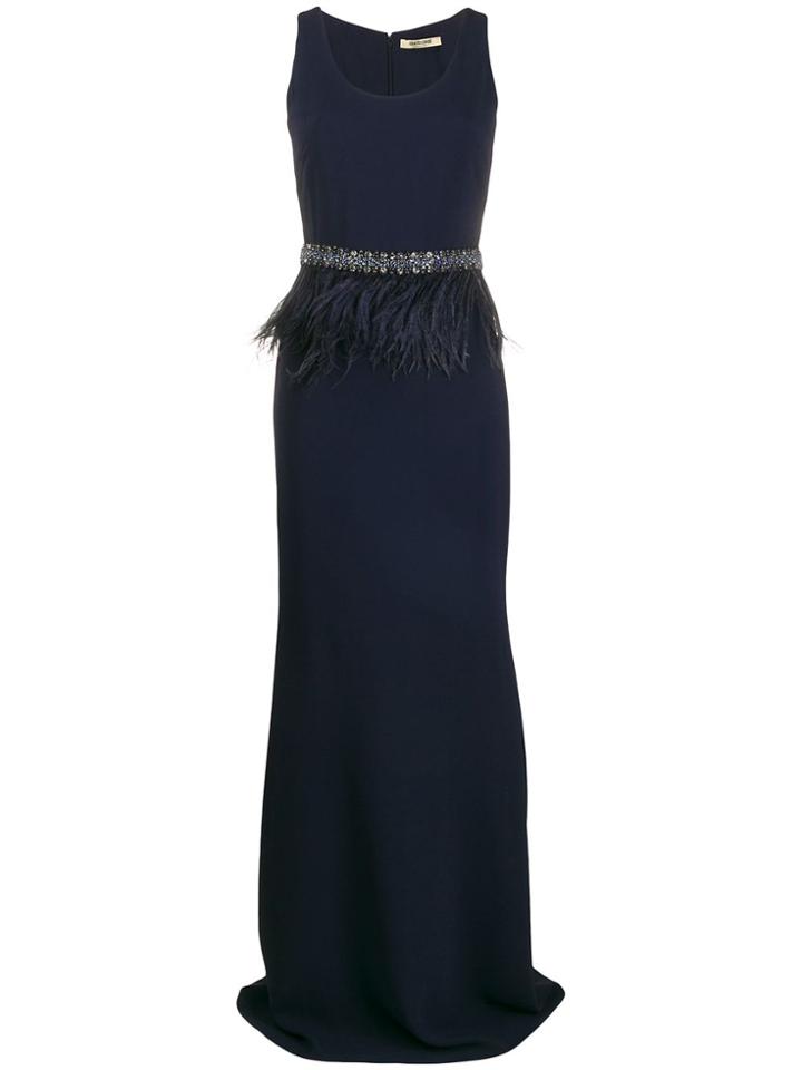 Roberto Cavalli Ostrich Feather-trimmed Gown - Blue