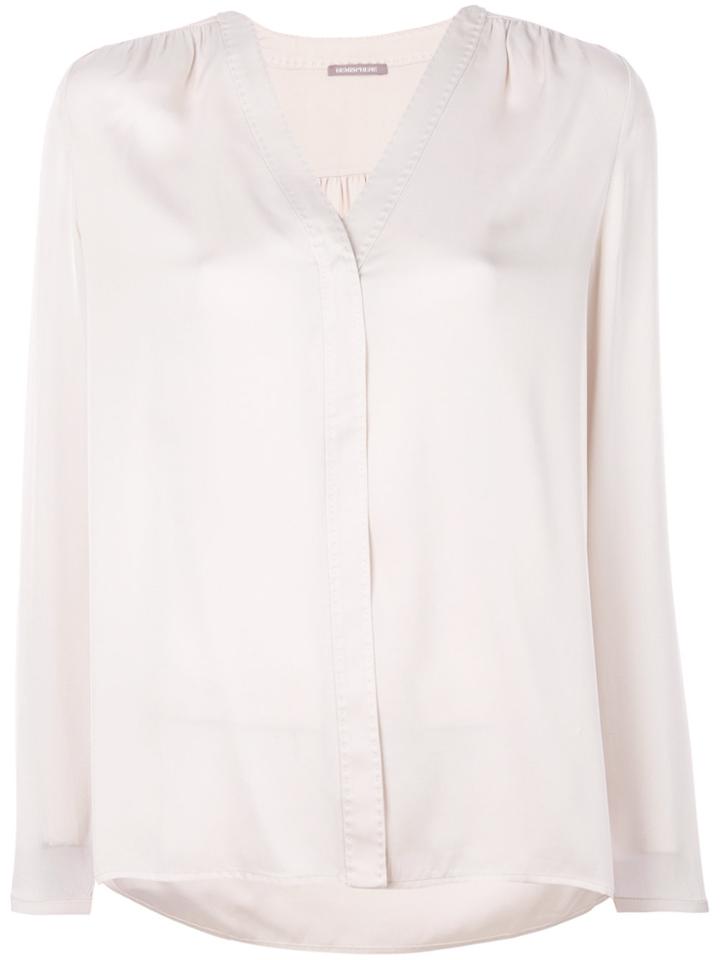 Hemisphere V-neck Blouse - White