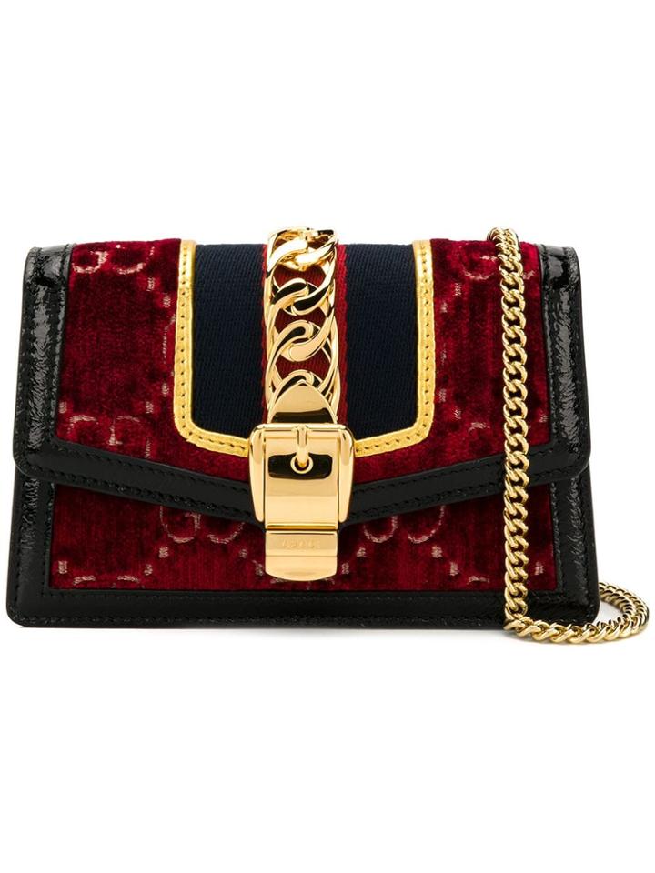 Gucci Sylvie Velvet Cross Body Bag - Red