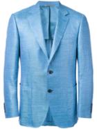 Canali Patch Pockets Blazer, Men's, Size: 56, Blue, Silk/linen/flax/wool/cupro