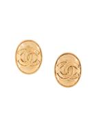 Chanel Pre-owned 1994 Cc Oval Clip-on Earrings - Gold