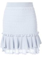 Jonathan Simkhai Lacey Applique Mini Ruffle Skirt - Blue