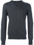 Fay V-neck Ribbed Sweater, Men's, Size: 54, Grey, Virgin Wool