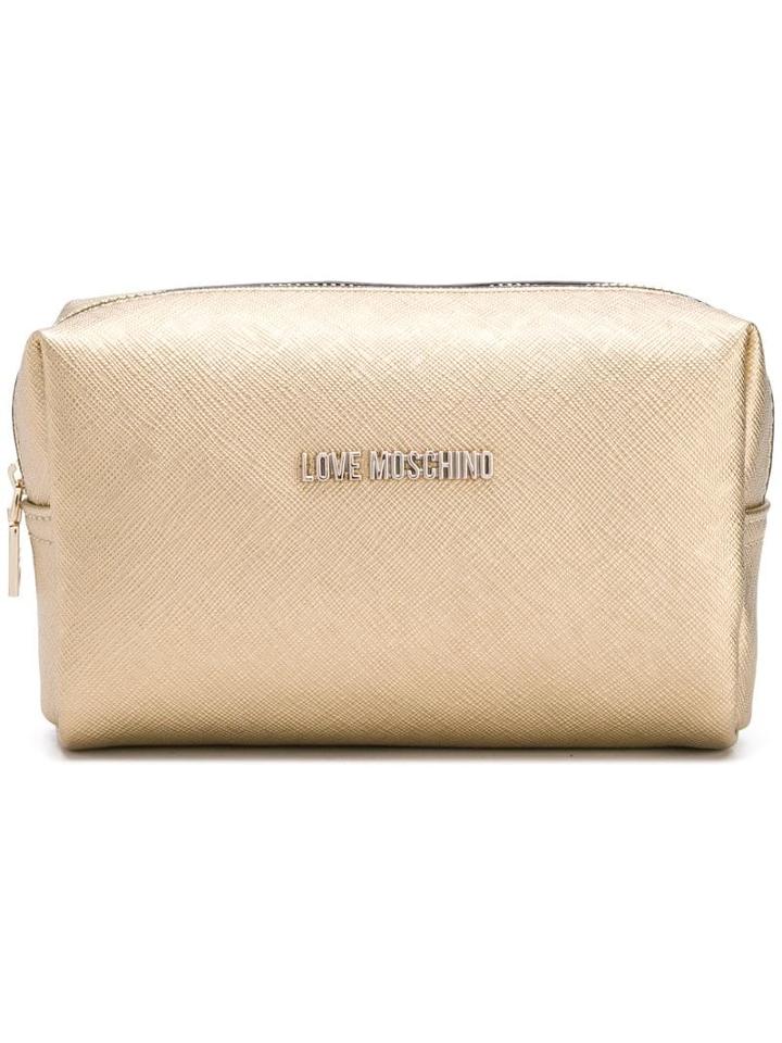 Love Moschino Logo Plaque Make Up Bag - Gold