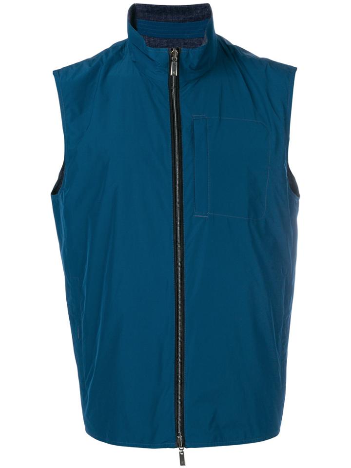 Canali Zipped Vest - Blue