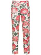 Dolce & Gabbana Floral-print Cropped Skinny Trousers - Neutrals