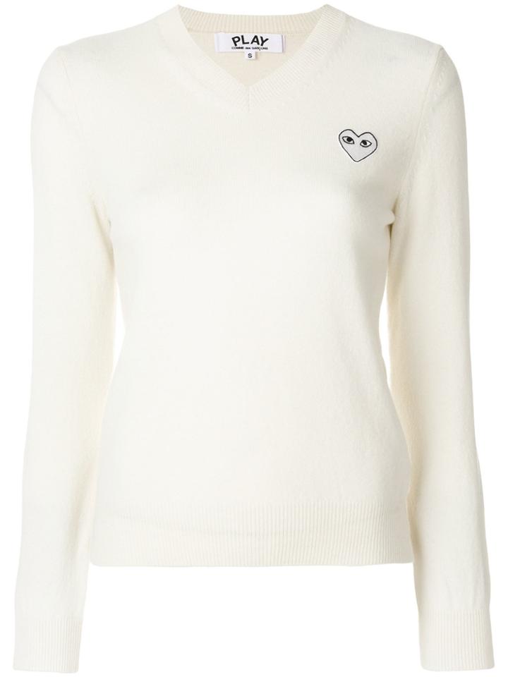 Comme Des Garçons Play V-neck Pullover - White