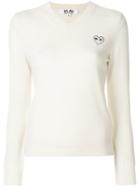 Comme Des Garçons Play V-neck Pullover - White