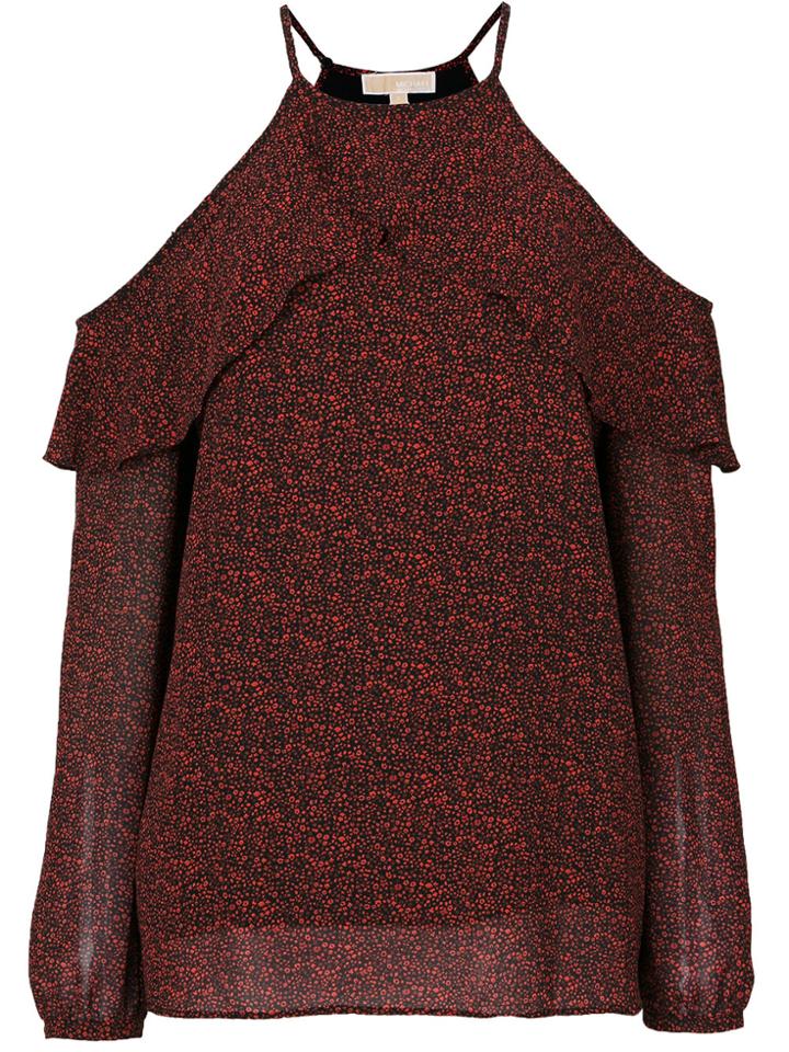 Michael Michael Kors Cold-shoulder Frill Blouse - Red