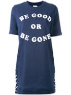 Zoe Karssen Slogan Print T-shirt Dress, Women's, Size: Small, Blue, Cotton/polyester
