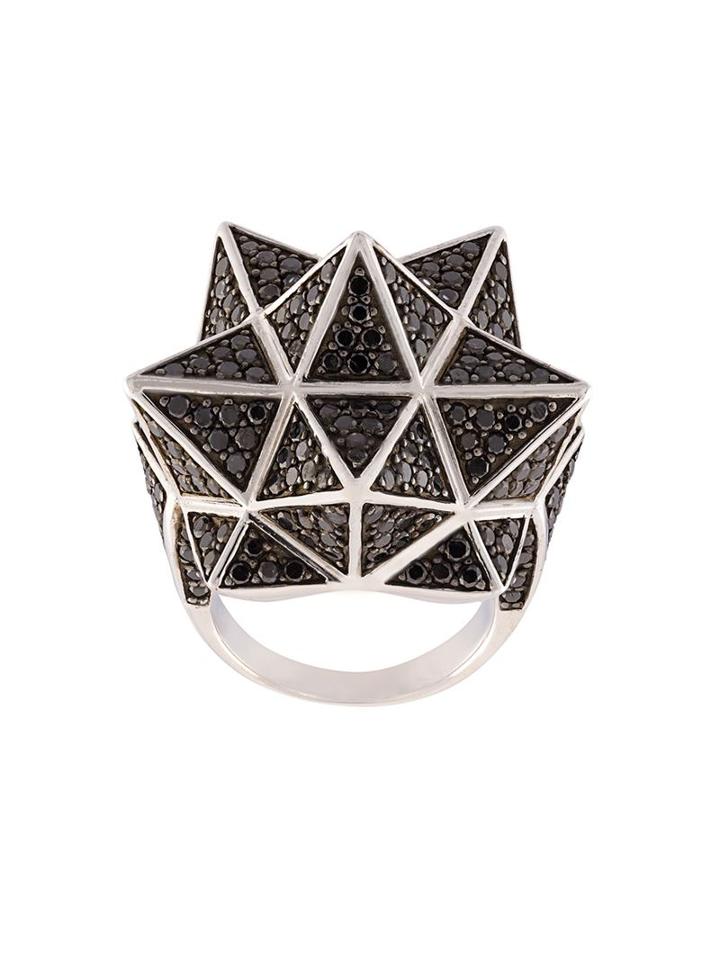 John Brevard Tetra Full Pave Sapphire Ring, Women's, Size: 7, Metallic, Sterling Silver/sapphire