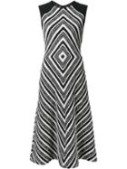 Martin Grant Geometric Pattern Flared Dress, Women's, Size: 40, Black, Cotton/polyamide/polyester/spandex/elastane