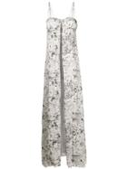 Off-white Printed Crepe Long Dress