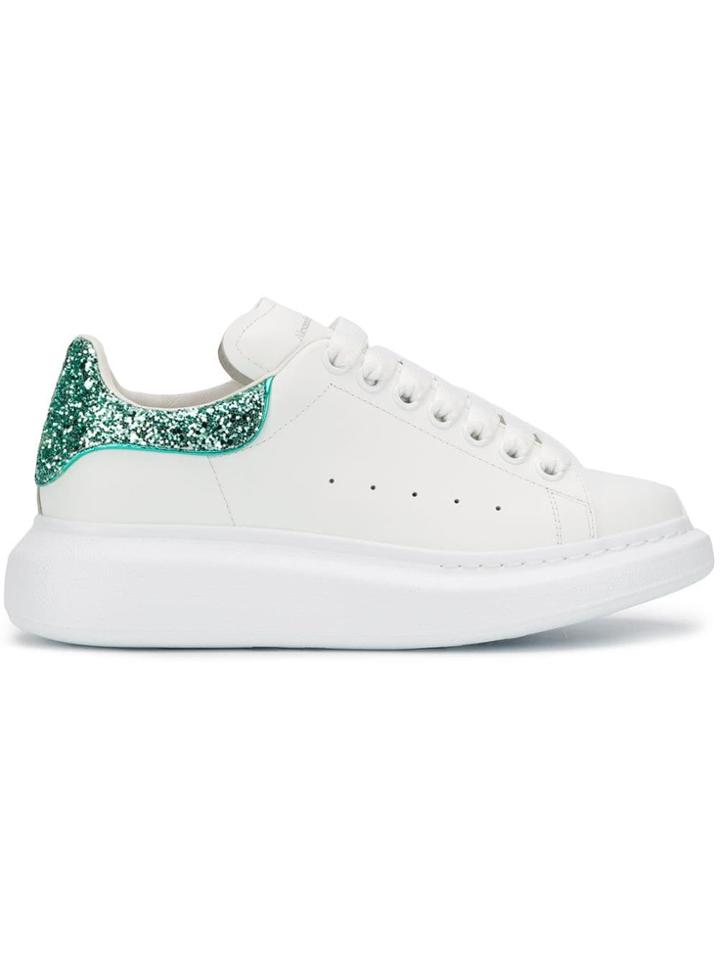 Alexander Mcqueen Glittered Trim Sneakers - White