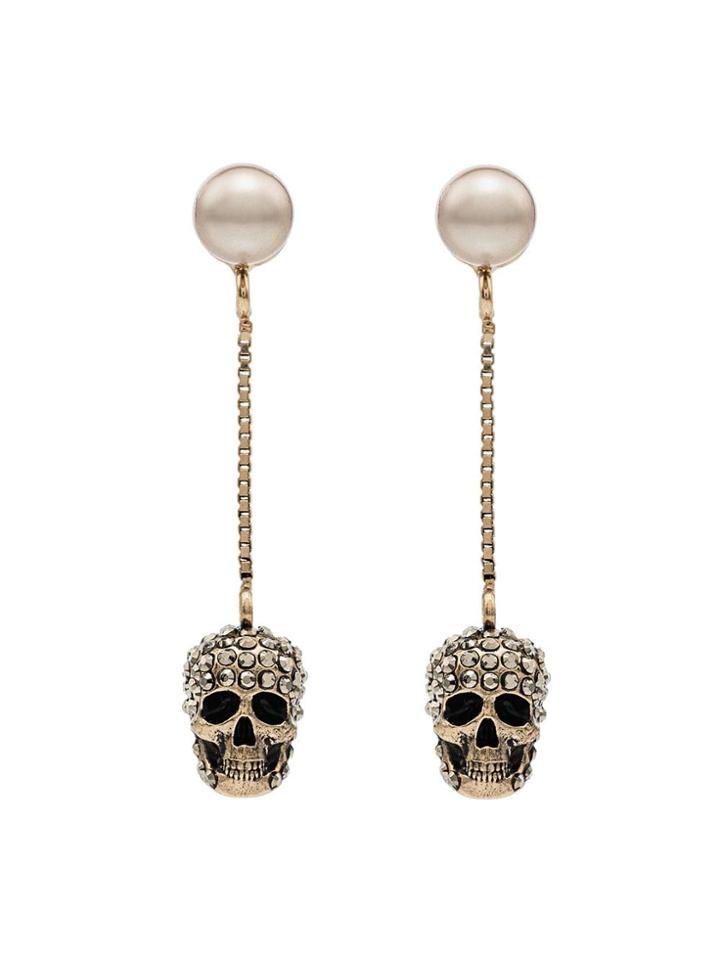 Alexander Mcqueen Pave Skull Earrings - Metallic