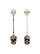 Alexander Mcqueen Pave Skull Earrings - Metallic