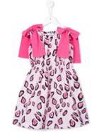 Msgm Kids Leopard Print Dress, Girl's, Size: 8 Yrs, Pink/purple