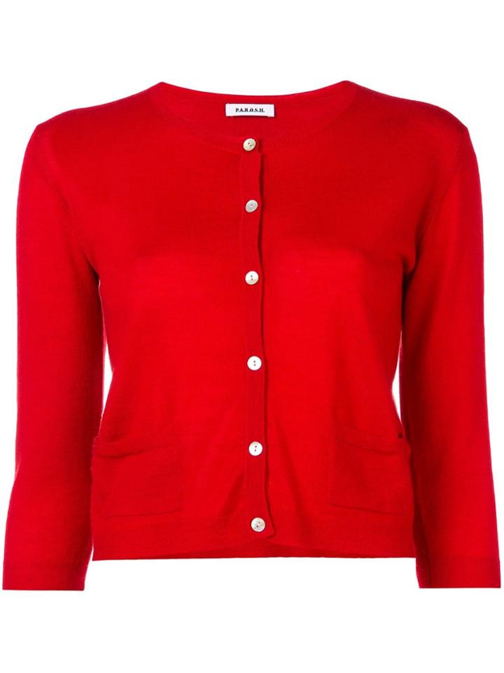 P.a.r.o.s.h. 3/4 Sleeve Cardigan - Red