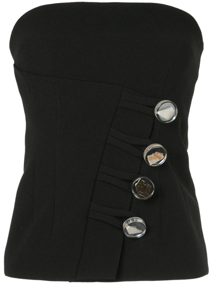 Christopher Esber Asymmetric Clay Button Strapless Top - Black