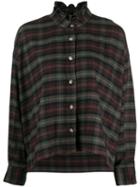 Isabel Marant Étoile Ruffle Neck Plaid Shirt - Brown