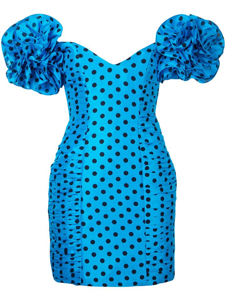 Bambah - Polka Mini Dress - Women - Silk - 14, Blue, Silk