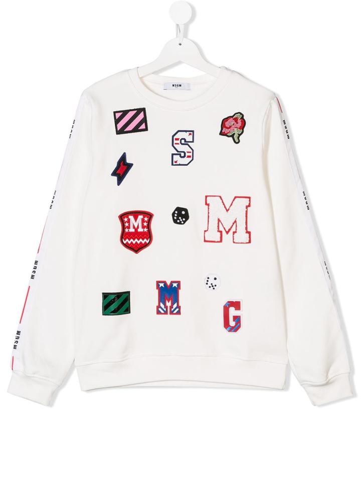Msgm Kids Teen Logo Patch Sweatshirt - White