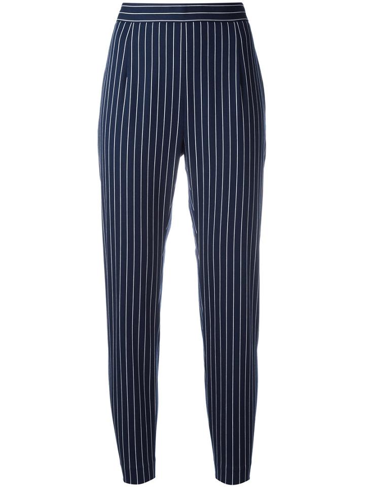 Pierre Balmain Striped Cropped Trousers, Women's, Size: 36, Blue, Cotton/polyamide/spandex/elastane