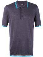 Kiton - Contrast Stripe Polo Shirt - Men - Silk/linen/flax - Xl, Blue, Silk/linen/flax