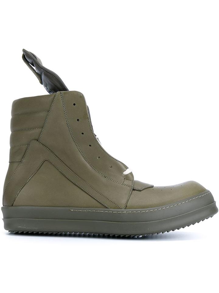 Rick Owens Geobasket Hi-top Sneakers, Men's, Size: 40.5, Green, Leather/rubber