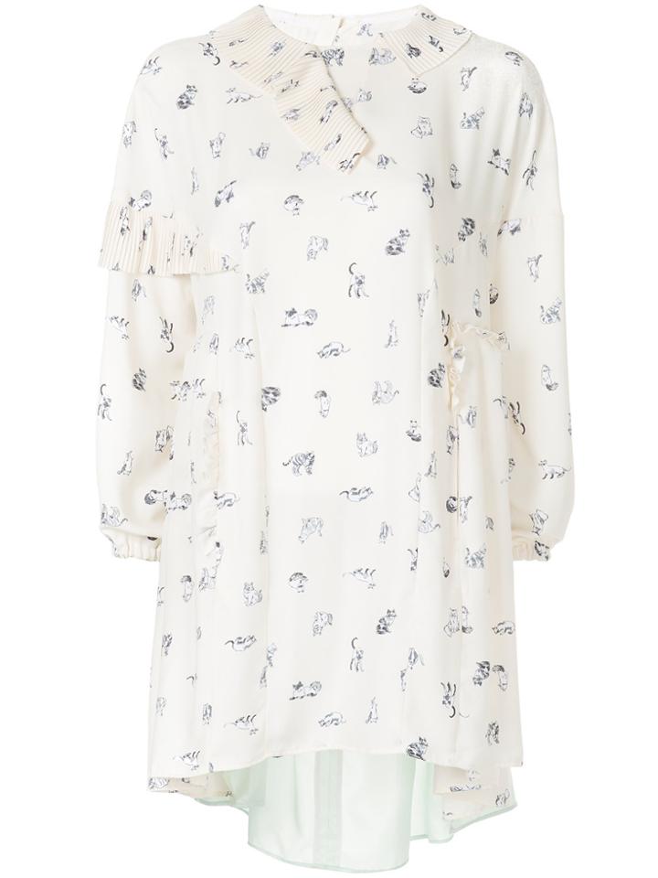 Jenny Fax Short Cat Print Dress - Nude & Neutrals