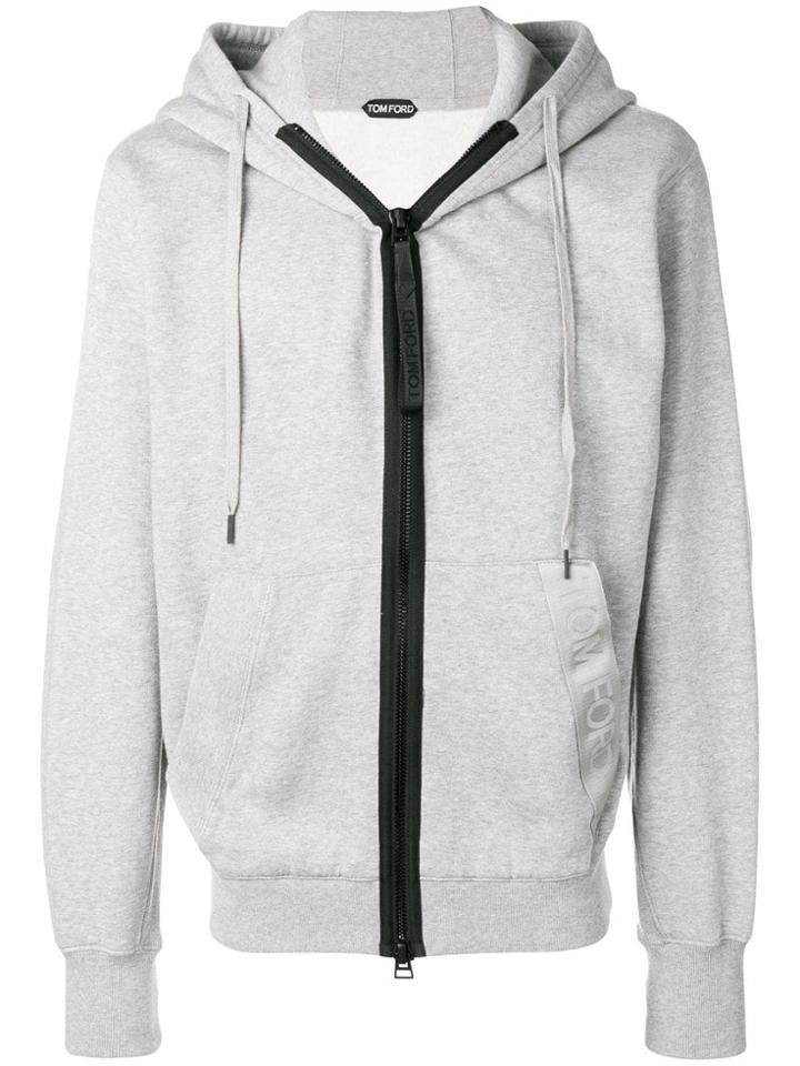 Tom Ford Oversized Zip Front Hoodie - Grey