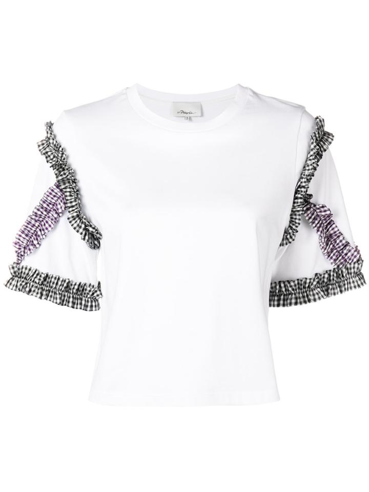 3.1 Phillip Lim Gingham Sleeve T-shirt - White