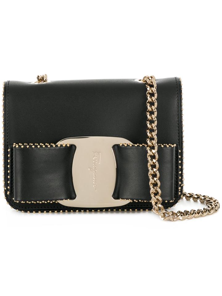 Salvatore Ferragamo Vara Rainbow Stud Crossbody Bag - Black
