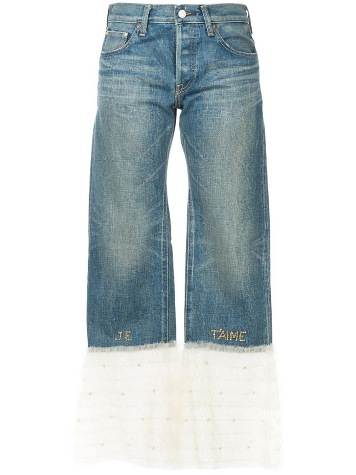 Tu Es Mon Trésor Tulle Frill Hem Jeans - Blue