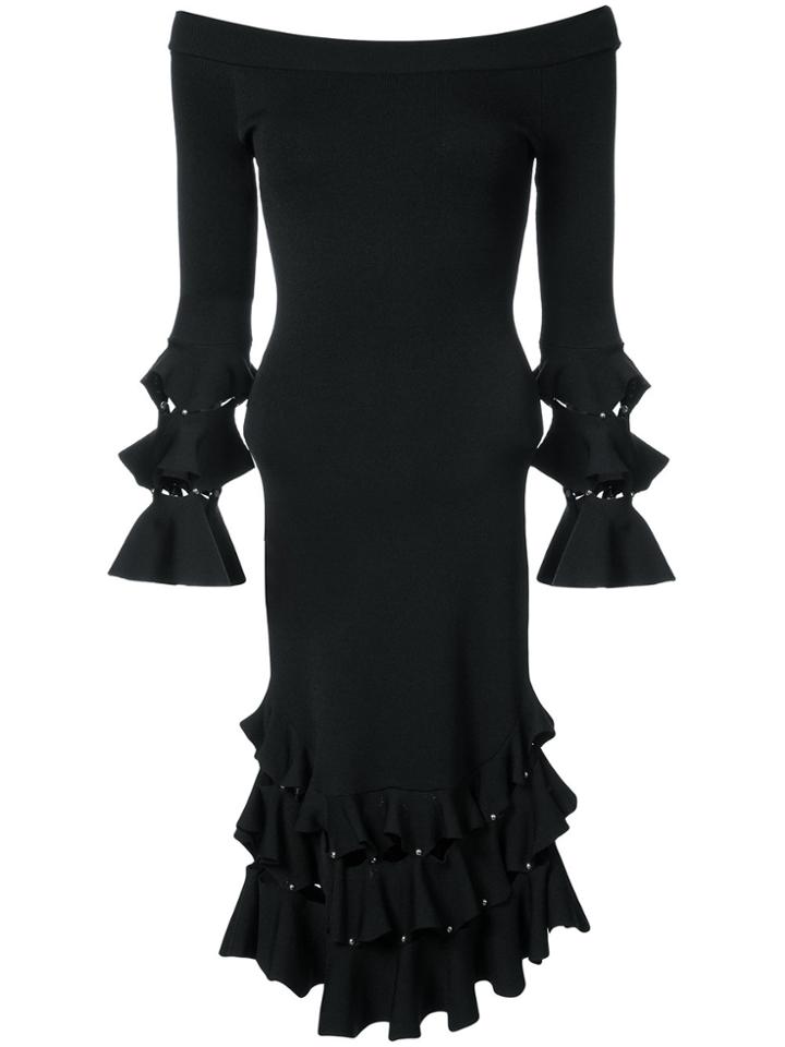 Jonathan Simkhai Off Shoulder Ruffled Dress - Black