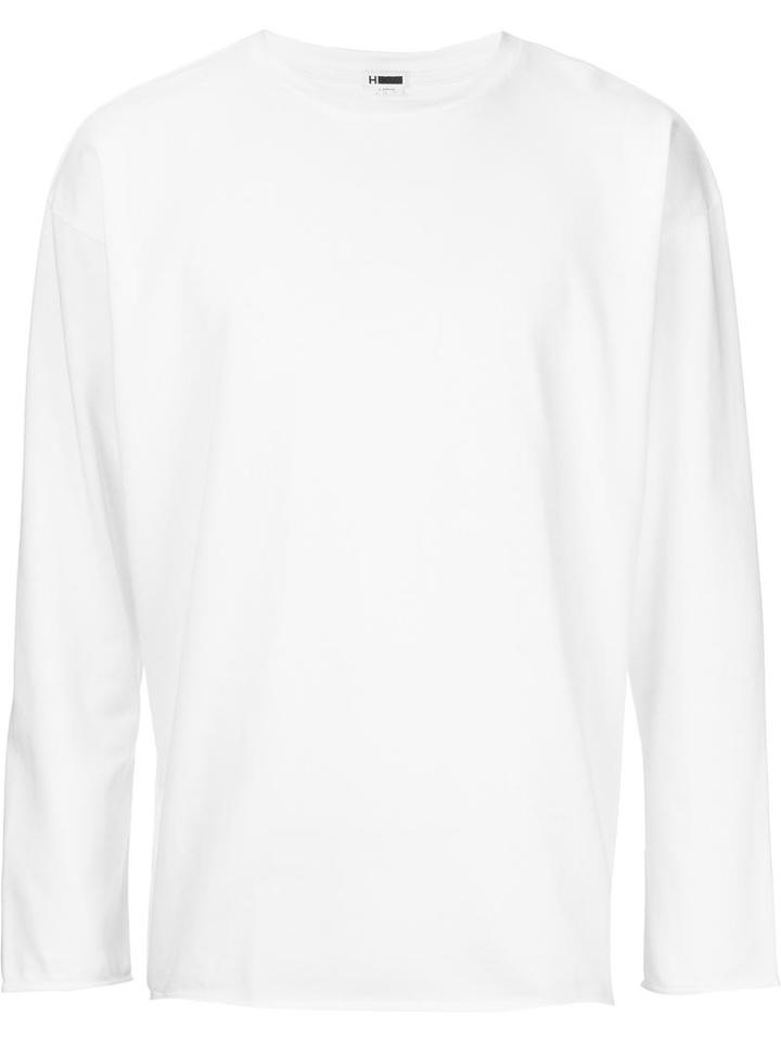 H Beauty & Youth. Longsleeved T-shirt, Men's, Size: Medium, White, Cotton