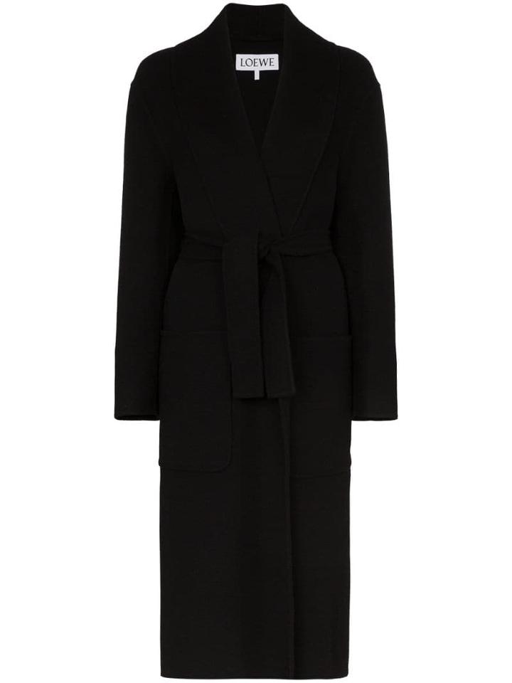 Loewe Wrap-over Belted Coat - Black