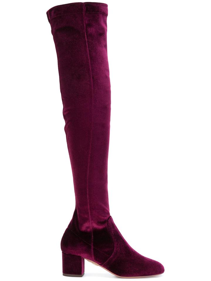 Aquazzura Velvet Knee-length Boots - Red