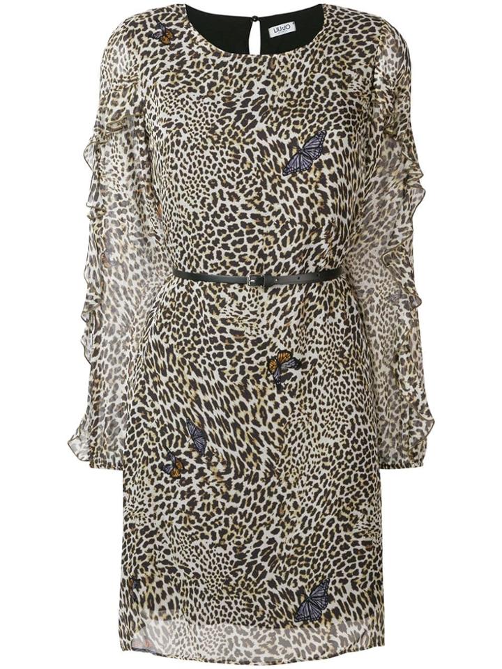 Liu Jo Butterfly Leopard Print Mini Dress - Neutrals