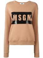Msgm Logo Print Sweatshirt, Women's, Size: Xs, Nude/neutrals, Cotton