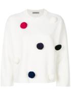 Sportmax Coloured Puff Ball Embellished Sweater - White